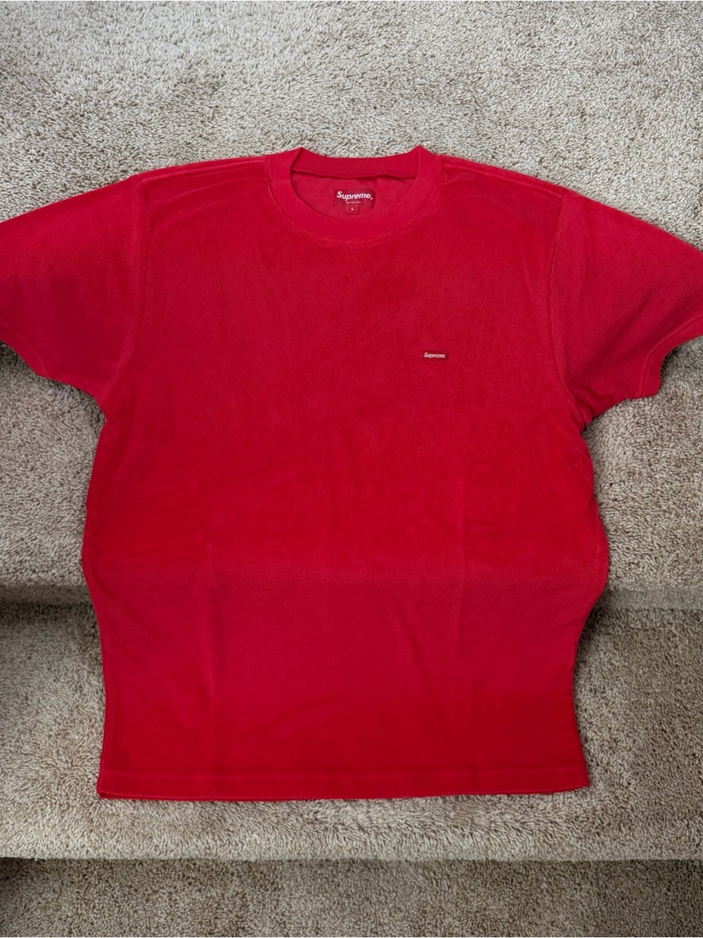 Supreme Red Small Chest Logo Short Sleeve Tee
